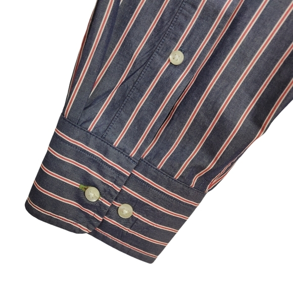 La Martina Button Down Shirt Mens Size XXL Striped Blue Red Embroidered Logo L/S - Picture 4 of 8